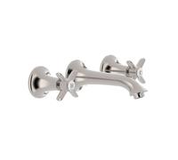 Grifo para lavabo mural con regulador de temperatura bimando acabado acero CLASIC TRES