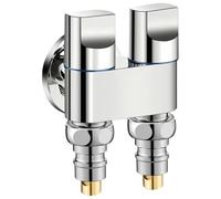 Grifo Para Lavadora De Acero Inoxidable Con Válvula Angular G1/2 Una Entrada Dos Salidas Tres Vías Parada Automática Multifuncional Doble Para Lavadoras Color Plateado