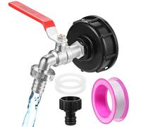 Grifo para Tanque IBC 1000L, Accesorio para Depósito IBC con Adaptador S60x6 1/2 Pulgada, Válvula de Desagüe para Tanque de Agua de Lluvia 1000 Litros, Grifo Antideslizante y Estanco
