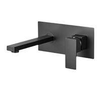 Grifo Pared Grifo De Lavabo Oculto Cuadrado En La Pared Grifo De Lavabo Frío Y Caliente De Hotel De Oro Cepillado Caja Empotrada Oculta Negro