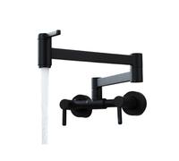 Grifo plegable for llenar ollas, grifo monomando for fregadero de cocina con agua fría y caliente, caño giratorio y plegable, acabado en latón dorado cepillado. Operación flexible(Black)