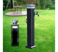 Grifo solar LED de columna de agua, grifo de jardín de 79 cm, independiente, a prueba de congelación, con grifos duales, ideal para riego de jardín e iluminación de paisaje.