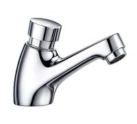 Grifo Temporizado Lavabo Pulsador Cromado con Cierre Automatico y Cartucho de Laton Atomizador Antisalpicaduras Filtro Impurezas Ahorro de Agua para Baño Publico FLUVIA