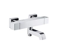 Grifo termostático para bañera, grifo de pared de doble mango con elegante giratorio para baños contemporáneos, fácil instalación