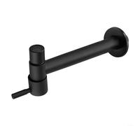 Grifo utilitario montado en la pared con mango largo para jardín al aire libre y cocina interior, fregadero de baño, grifo de agua de acero inoxidable negro, tamaño grande (L)