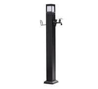 Grifo vertical con columna de agua, Solar Powered Garden Outdoor Faucet Pillar Light With Dual Water Inlet LED 28.9-44.6in(44.6in/113.5cm)