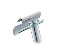 Grifo Vidrio Cascada para Lavabo de Baño Cromado Montado de Borde Grifo Baño de Un Solo Orificio,cromado,corto