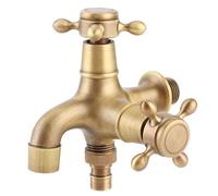 Grifo Vintage Jardin Grifo Doble Salida para Lavadora, G1 / 2in Estilo Retro Montado en la Pared Grifo de Agua de una manija Grifo de la Piscina para Fregadero de baño de jardín