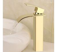 Grifos cuadrados, cuerpo de cobre, calefacción en frío, grifo de lavabo de cascada, un solo mango, doble control, grifo de sección alta, cromo (cromo) bueno