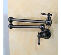 Grifos de Agua, Cepillo de Níquel Giratorio Bañera Lavabo Mezclador Color Sólido Latón Fregadero de Cocina Giratorio Montado en la Pared Mezclador de Relleno de Maceta/Regalo Pintura Negra