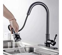 Grifos de Agua, Grifo Orbe de Cobre Puro Grifos de Cocina Tipo de extracción Giratorio 360 Grifos de Agua fría y Caliente Grifo de Agua Mixta Fregadero Ducha Columna de Agua Dos en uno Bibcock