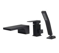 Grifos de bañera con ducha, grifos mezcladores de baño negros,