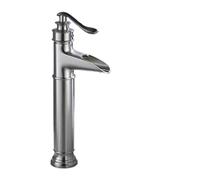 Grifos de baño con acabado, grifo de lavabo alto, grifos mezcladores de fregadero negros, agua montada en cubierta cuadrada de un solo mango B536(Nickel)