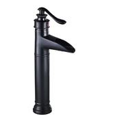 Grifos de baño con acabado, grifo de lavabo alto, grifos mezcladores de fregadero negros, agua montada en cubierta cuadrada de un solo mango B536(Zwart)