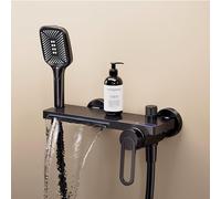 Grifos de baño de cascada montados en la pared con accesorio de ducha, grifos mezcladores de baño cromados y negros para relleno de bañera, grifo de ducha de lujo para baños modernos