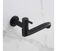Grifos De Baño Extra Largos De Cobre Negro Mate, Lavadero, Cocina, Grifo De Fregadero Montado En La Pared, Grifos De Agua Fría Para Exteriores 15cm