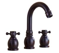 Grifos de baño Grifo del fregadero Baño 3 orificios Negro Baño de 3 orificios Grifo de latón antiguo Baño 3 orificios con dos manijas Grifo de tres orificios for cocina,Black B(Black B)