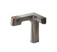 Grifos de baño purificados Grifo extraíble con filtro agua mezclador for lavabo temperatura LED,Mejora de la vivienda(Brushed Grey Faucet)