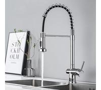 Grifos de Cocina con rociador extraíble, Grifo de Cocina de Agua fría y Caliente de un Solo Orificio de Acero Inoxidable con una Sola manija, Cromado