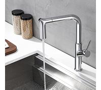 Grifos de cocina con rotación de pulverización extraíble, boquilla de modo dual frío y caliente, grifo de fregadero mezclador de cocina telescópico de latón, negro (color: Nero)