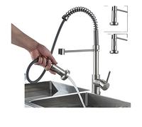 Grifos de Cocina, Cucina Estraibile Rubinetto A Molla Miscelatore Montato Sul Ponte Rotazione A 360 ° Ugello Spruzzatore Lavello da Cucina Rubinetto Caldo e Freddo(Brushed Nickel)