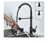 Grifos de Cocina, Cucina Estraibile Rubinetto A Molla Miscelatore Montato Sul Ponte Rotazione A 360 ° Ugello Spruzzatore Lavello da Cucina Rubinetto Caldo e Freddo(Nero)