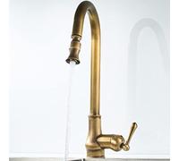 Grifos de cocina, grifo de cocina cepillado monomando de arco alto con extracción hacia abajo, grifos de fregadero de cocina con extracción, grifo moderno comercial for económico