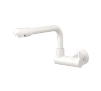 Grifos de cocina montados en la pared de agua fría de color blanco giratorio de una sola manija grifos de fregadero de cocina de latón - 27