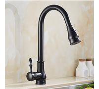 ANWEALTH Grifos de Cocina Retro Vintage con Rociador Extraíble Caño Giratorio de Un Orificio de Mezclador de Fregadero Mm Monomando Agua Caliente y Fría Color Negro Grifo de Cocina Fregadero Mm