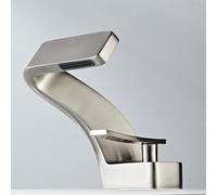 Grifos de latón cepillado para lavabo de baño - Mezcladores de lavabo de cascada de una sola palanca, diseño moderno, construcción de latón, accesorios de baño elegantes y funcionales