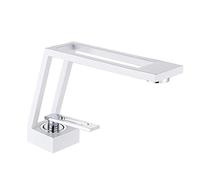 Grifos de Lavabo Blancos/Negros, mezcladores de Lavabo, grifos de latón para baño, grifos de Lavabo Cuadrados, Mezclador de Agua fría y Caliente (Blanco con Cromo)