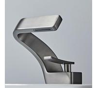 Grifos de lavabo de baño, grifos de cascada, mezcladores de lavabo de baño de latón, mezcladores de grifo monomando blanco + cromo(Gun Gray Brushed)