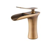 Grifos de lavabo, grifo de baño de cascada, grifo mezclador de lavabo de una sola manija, grifo antiguo de latón, grifo de grúa de agua para baño (latón antiguo A)