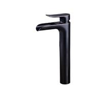 Grifos de lavabo grifo de baño grifos de cascada, grifo de agua fría y caliente de un solo orificio grifos mezcladores de lavabo W3030(Zwart)