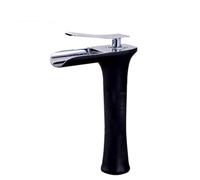 Grifos de lavabo grifo de baño moderno grifos de cascada grifo de agua fría y caliente de un solo orificio grifos mezcladores de lavabo W3026(Black With Chrome)