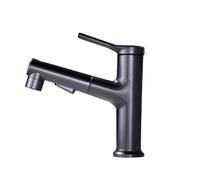 Grifos de lavabo Grifo de lavabo extraíble de latón 3 modos de salida de agua Grifo mezclador de agua caliente y fría Grifo de lavabo de un solo orificio y una sola manija(Gray)
