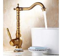 Grifos de Lavabo Grifos mezcladores de Lavabo Grifos de Lavabo de baño Grifo de Lavabo de baño de latón Antiguo Boquilla giratoria de 360 Grados Grifo de Lavabo de Cobre de una Sola manija de Agua ca