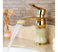 Grifos de Lavabo Grifos mezcladores de Lavabo Grifos de Lavabo de baño Grifo de Lavabo de latón y Jade Grifo de Lavabo de baño Grifo de Cascada de Lavabo de encimera Monomando de Agua Caliente y fría