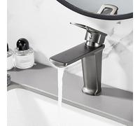 Grifos de lavabo para lavabo de baño, grifo de lavabo de un solo mango, grifos de un agujero para lavabo de baño, latón, gris pistola Safehappy