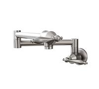 Grifos de llenado de ollas, grifo de cocina de montaje en pared, doble articulación, brazo oscilante, grifo de fregadero de llenado de ollas, negro mate, plegable, montaje en pared, elástico doble