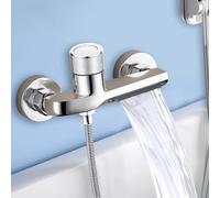 Grifos Ducha, Grifo Ducha Termostatico grifo mezclador para bañera, mezclador monomando para baño, Latón Puro de 2 Salidas, Grifo Monomando Ducha Baño de Pared Grifería de Bañera de Pared, Plata
