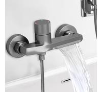 Grifos Ducha, Grifo Ducha Termostatico grifo mezclador para bañera, mezclador monomando para baño, Latón Puro de 2 Salidas, Grifo Monomando Ducha Baño de Pared Grifería de Bañera de Pared