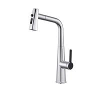 Grifos for fregadero de cocina con rociador extraíble, grifo de cocina gris con cabezal rociador, caño giratorio 360 con 2 modos de rociado(Chrome)