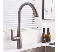 Grifos fríos y calientes Grifo de cocina de oro negro Grifo mezclador montado en cubierta Grado de rotación Boquilla de flujo Fregadero de cocina, gris, talla única