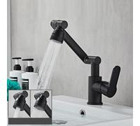 Grifos giratorios multifuncionales de cobre para baño para agua caliente y fría, todo de cobre elegante negro