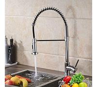 Grifos, grifo de cocina monomando 360 mezclador giratorio níquel cepillado agua caliente y fría grifo de fregadero estilo tirador cabeza de rociado montado en cubierta / cromo regalo