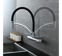 Grifos, Grifo de Cocina montado en la Pared, Grifo de Fregadero extraíble 180, Silicona Negra de Grado con aireador Desmontable, Grifo de Fregadero de latón Little Surprise