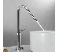 Grifos, grifo mezclador cromado para fregadero, estilo corto o alto, diseño artístico, grifo mezclador caliente y frío, montaje en cubierta, grifos de lavabo de rotación de 360 grados con aireador