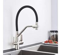 Grifos, grifos de cocina filtrados grifo de cocina purificador grifo de filtro de agua giratorio 360 para cocina mezclador frío caliente de tres vías/regalo de níquel