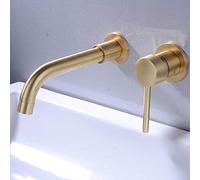 grifos lavabos europeo, grifo de pared bano, grifo lavabo, grifo de pared lavabo, grifo oculto, empotrado, grifo fregadero monomando-Oro cepillado